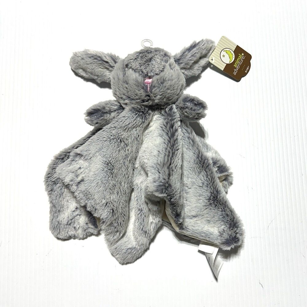 Bunny Rabbit Plush Lovey Security Blanket Baby Shower Gift Gray Small 12” NWT
